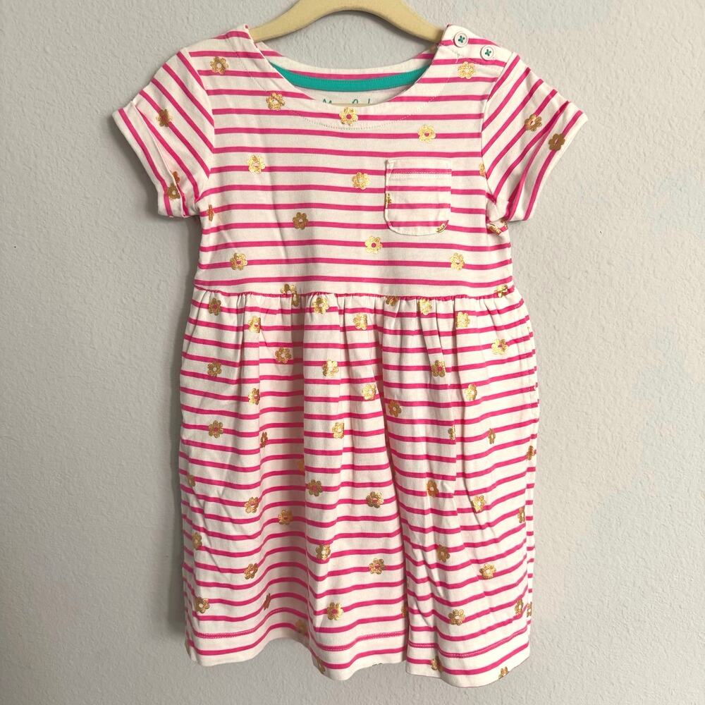 Mini Boden Pink Stripe Girls Dress 3-4